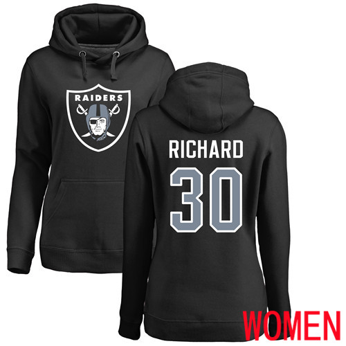 Oakland Raiders Black Women Jalen Richard Name and Number Logo NFL Football #30 Pullover Hoodie Sweatshirts->nfl t-shirts->Sports Accessory
